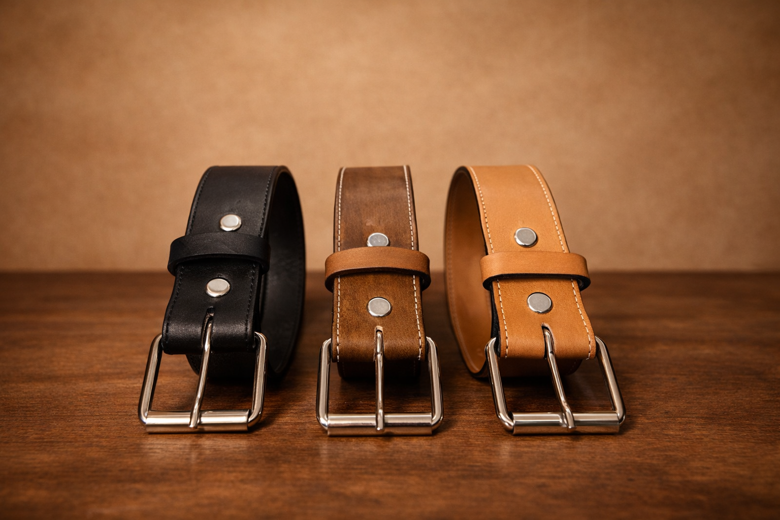 Heavy Duty Genuine Leather Work Belt – Reinforced Buckle